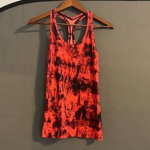 Lululemon Athletica Red and Black Tie-Dye Tank Top